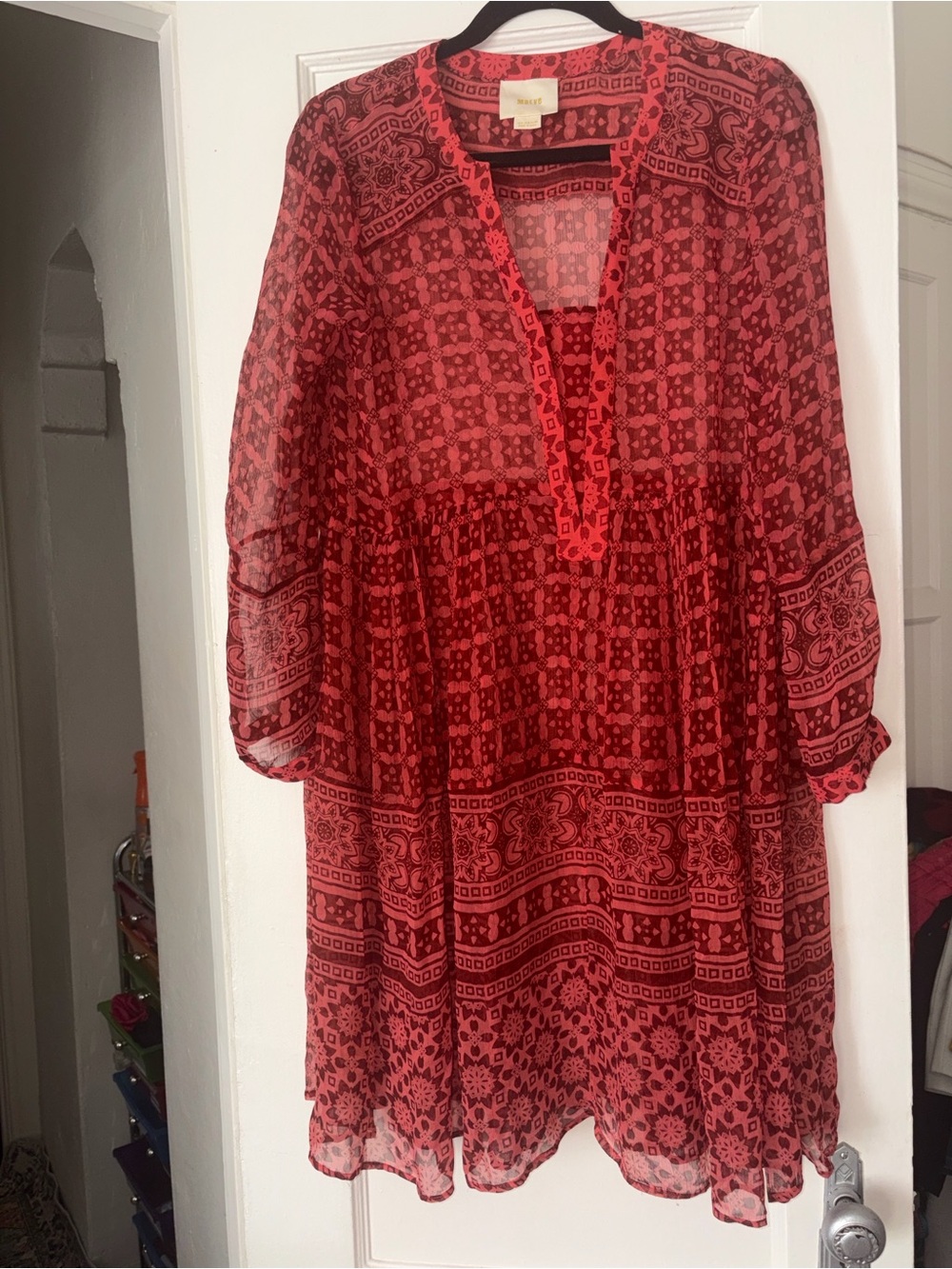 Maeve Red and Dark Red Patterned Dress